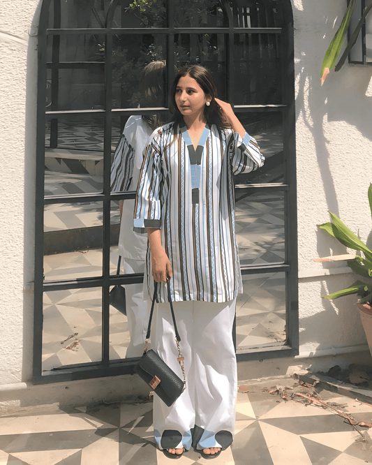 2 Piece Cotton Embellished  Co- Ord Set