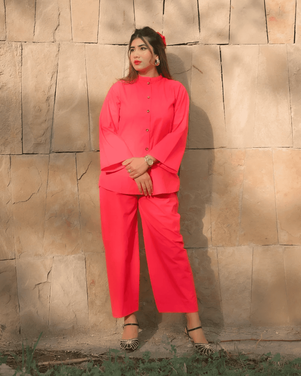 2 Piece Cotton Embellished Co- Ord Set
