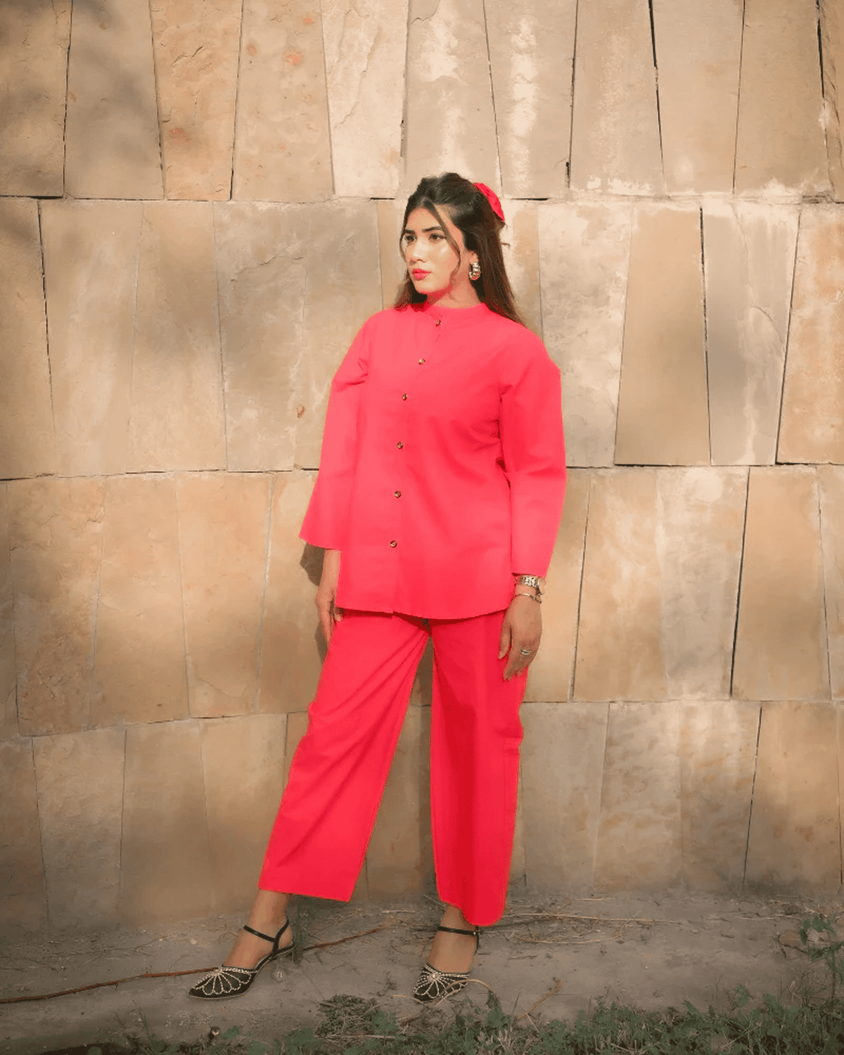 2 Piece Cotton Embellished Co- Ord Set