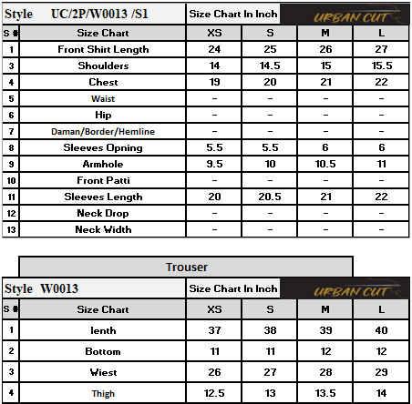 Product Size Chart