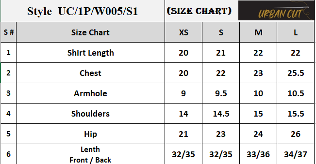 Product Size Chart