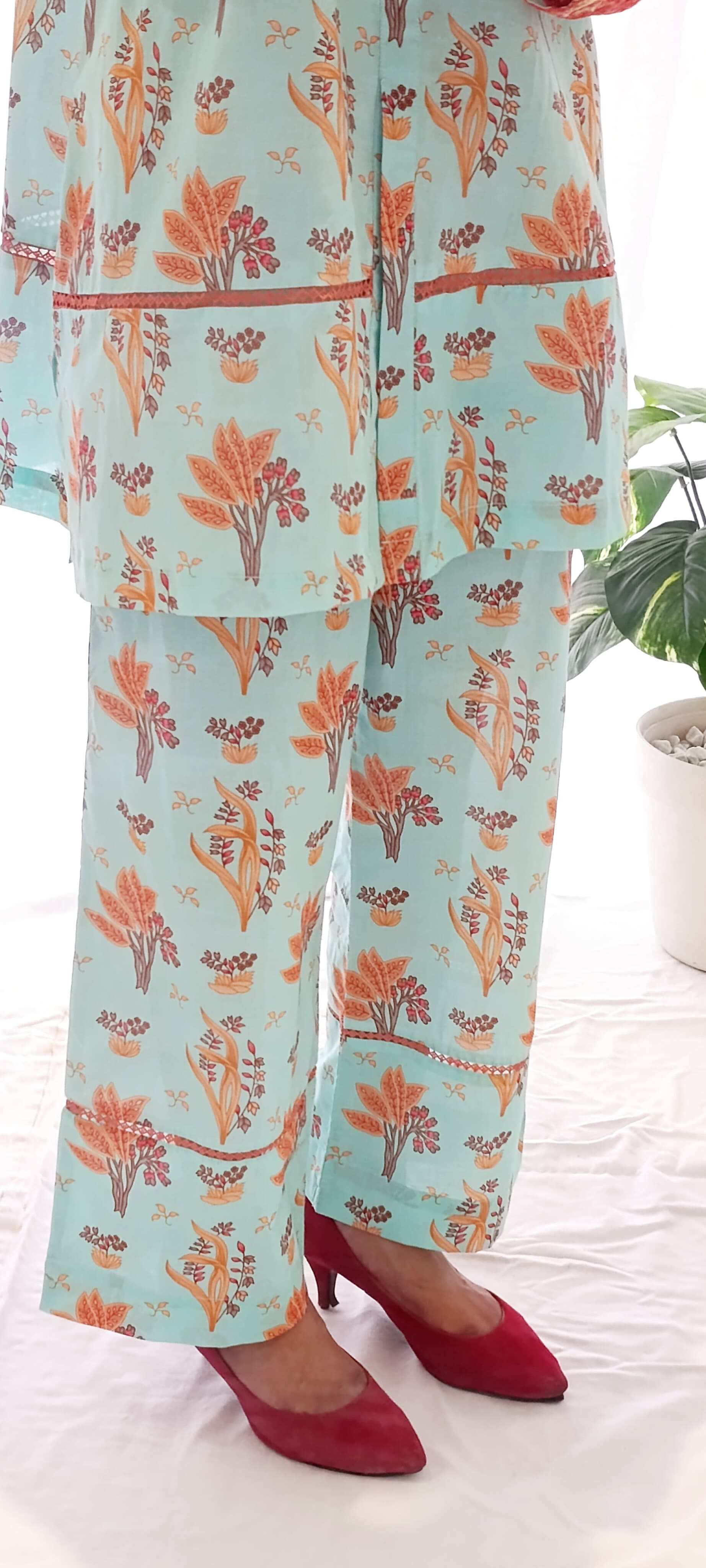 2 Piece Lawn Embroidered  Co- Ord Set