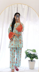 2 Piece Lawn Embroidered  Co- Ord Set