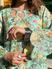 2 Piece Cotton Printed Co- Ord Set with Farshi Shalwar