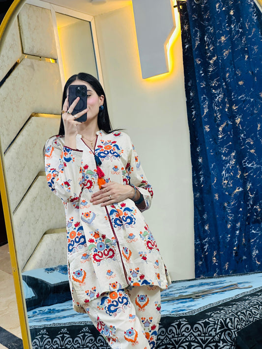 2 Piece Cotton Printed Co- Ord Set