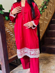 2 Piece Cotton Embroidered Suit