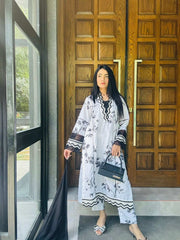 2 Piece Cotton Embroidred Suit