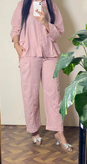 Garment Dyed Cotton Pink Co-Ord Set