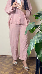 Garment Dyed Cotton Pink Co-Ord Set