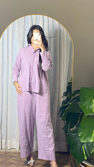Garment Dyed Cotton Lavender Co-Ord Set