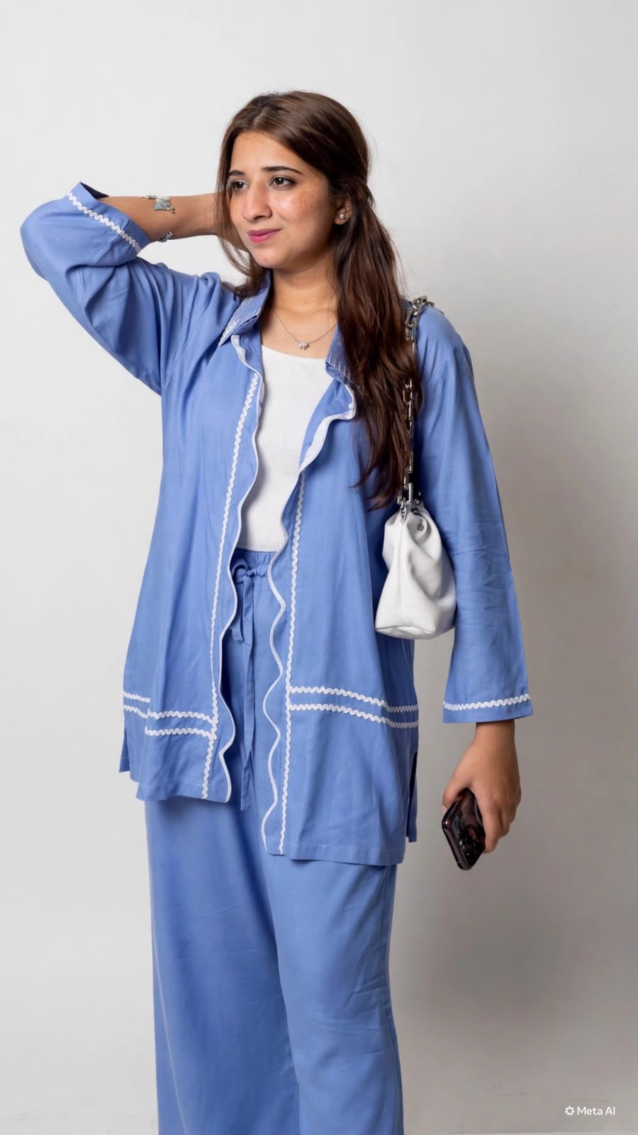 Blue Cotton 2-Piece Co-Ord Set