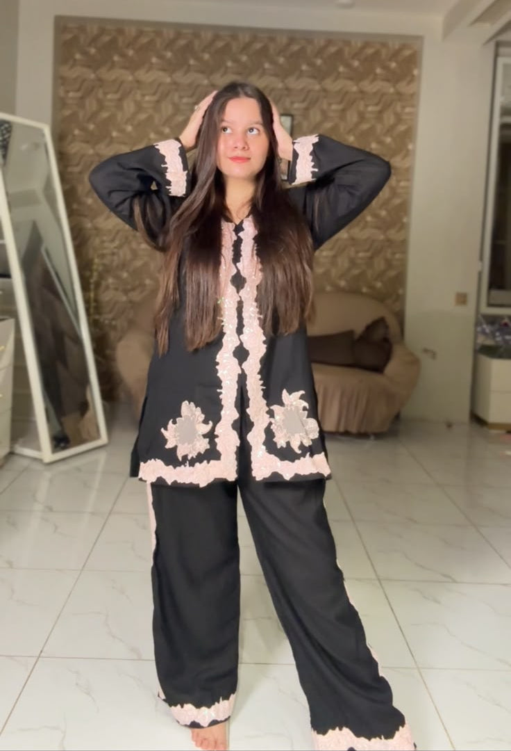 2 Piece Co-Ord Set with Scalloped Embroidery