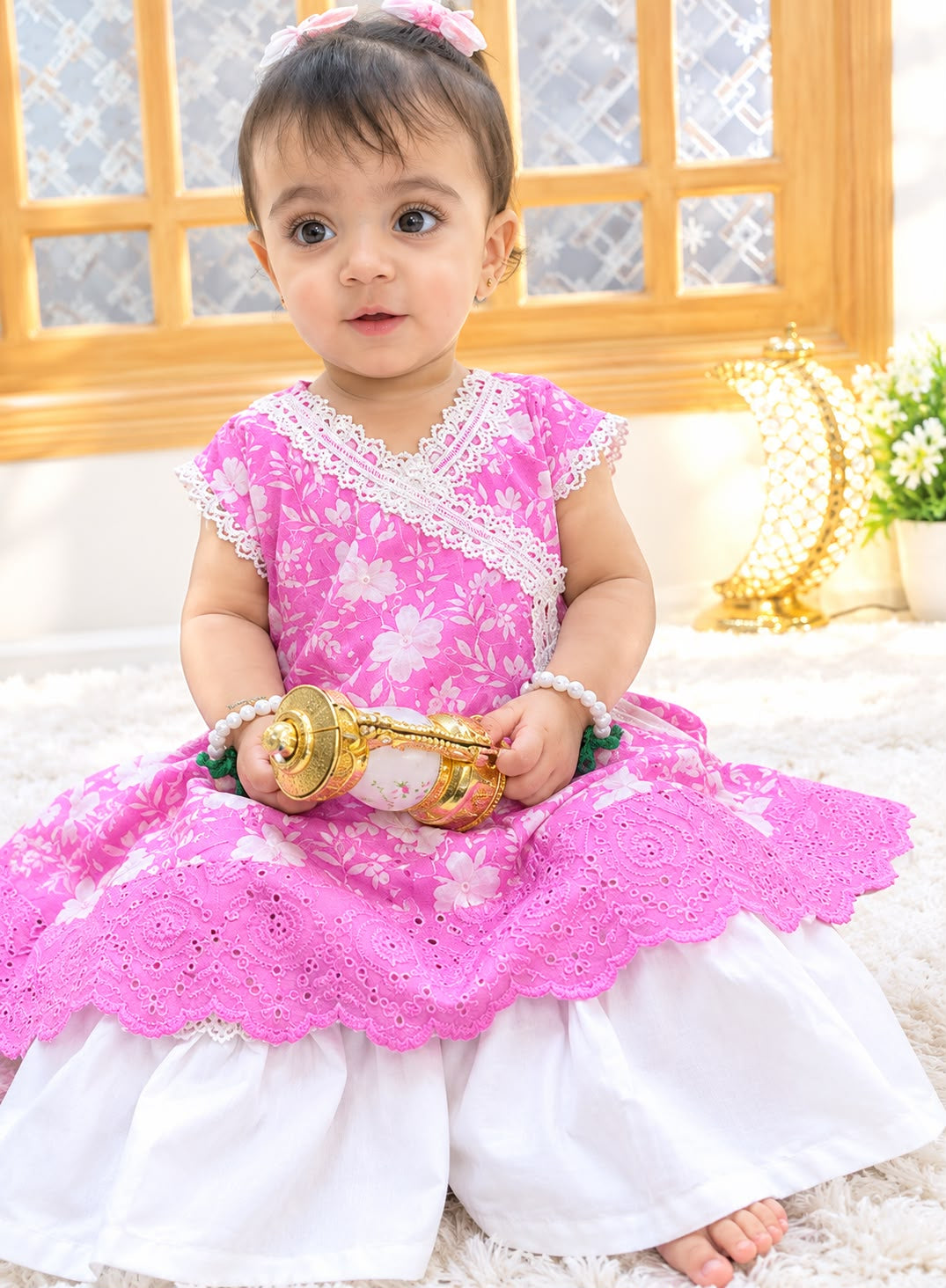 Girls’ Premium Cotton Embroidered 2-Piece Set