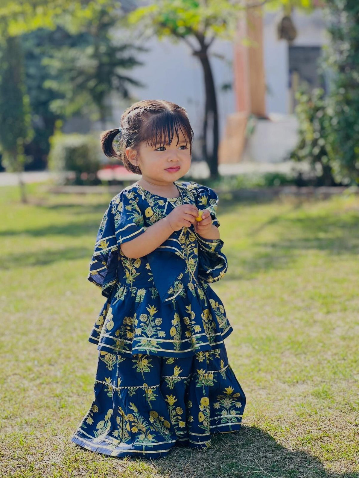 Girls Navy Blue Lawn Cotton