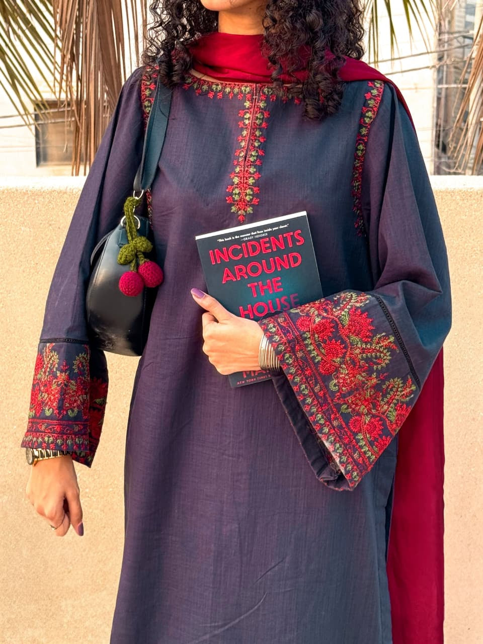 Embroidered  2-Piece Cotton Textured Kurta Set
