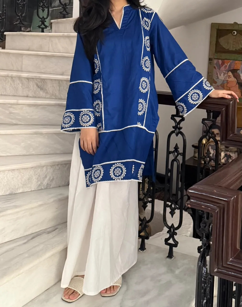 Embroidered 2-Piece Cotton Co-Ord Set