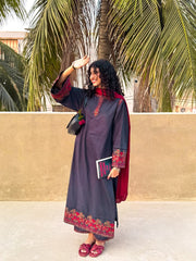 Embroidered  2-Piece Cotton Textured Kurta Set