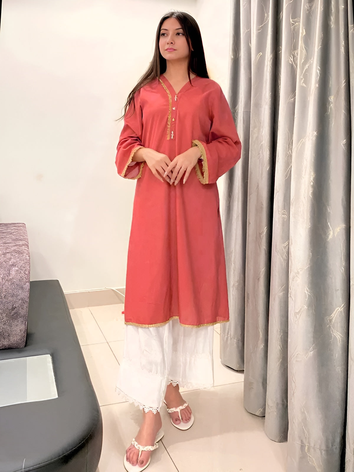 Sleek & Breathable Cotton Fabric Kurti  1 Piece