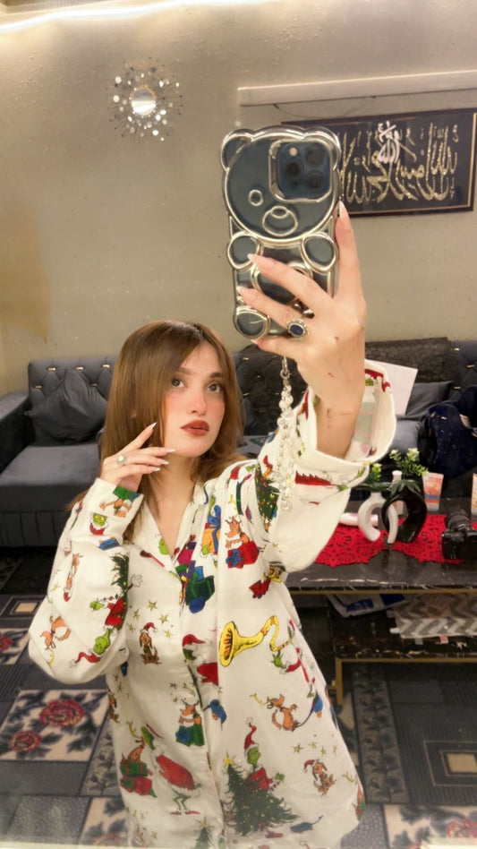 Women Pajama Suit – Christmas Cartoon Print