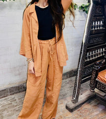 Solid Cotton Co-Ord Set - Garment Dyed