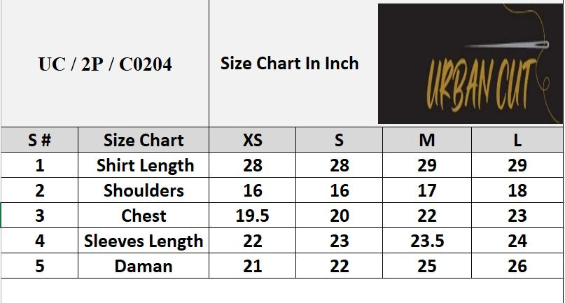 Product Size Chart
