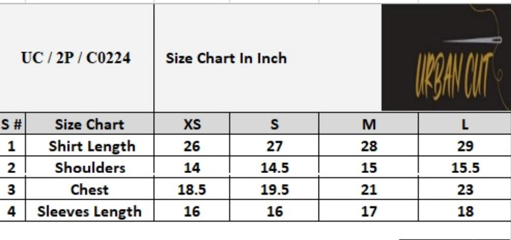 Product Size Chart