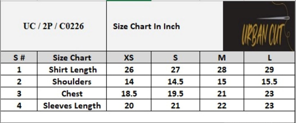 Product Size Chart