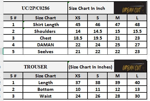 Product Size Chart