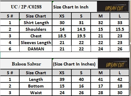 Product Size Chart