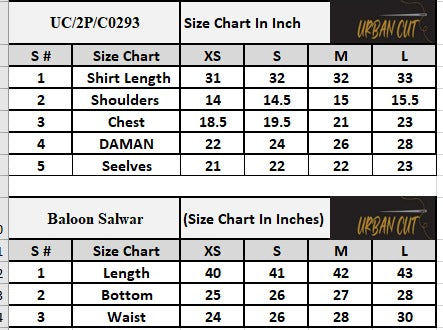 Product Size Chart