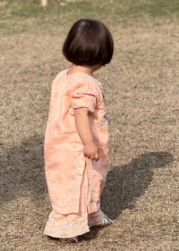 Girls Raw Silk 2Pcs Delicate-Peach