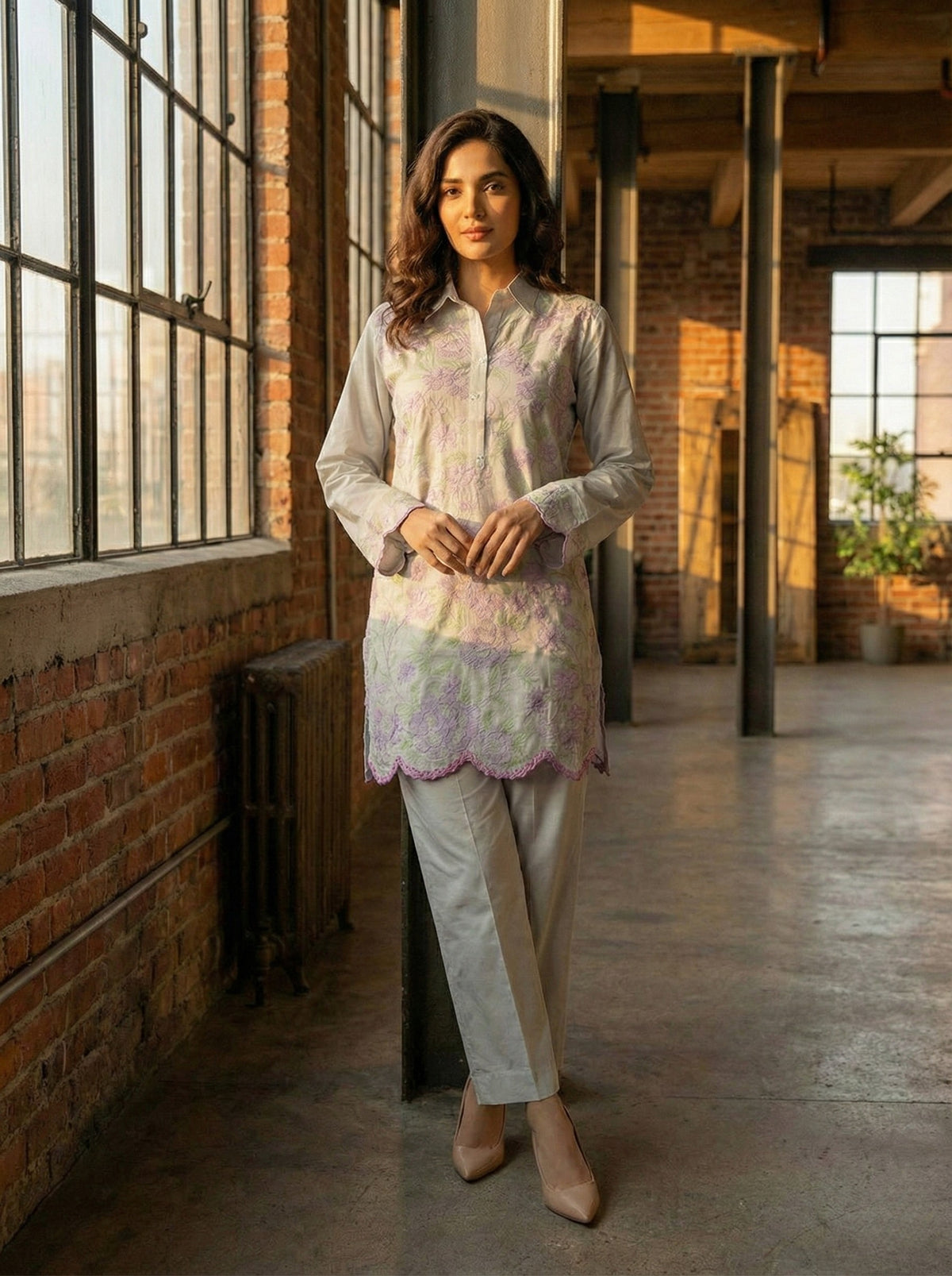 2 Piece Cotton Embroidred Co- Ord Set