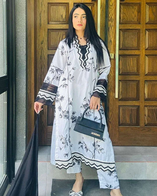 2 Piece Cotton Embroidred Suit