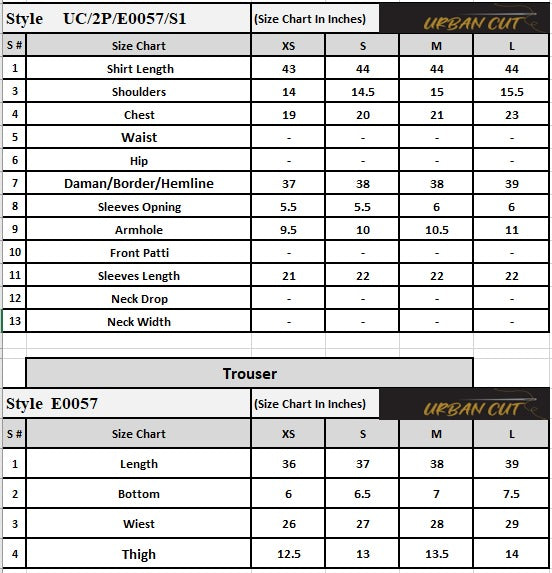 Product Size Chart