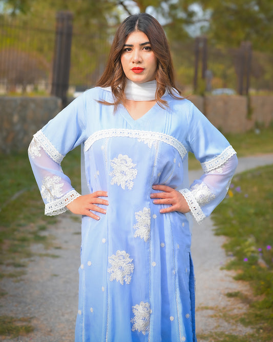 1 Piece Embroidred Chiffon Kurta ( Lined )
