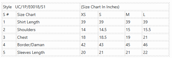 Product Size Chart