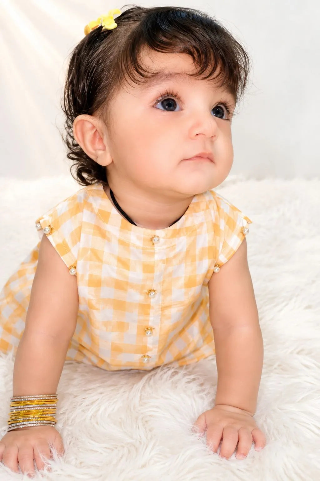 Yellow Check Print Infant 2-Piece Set