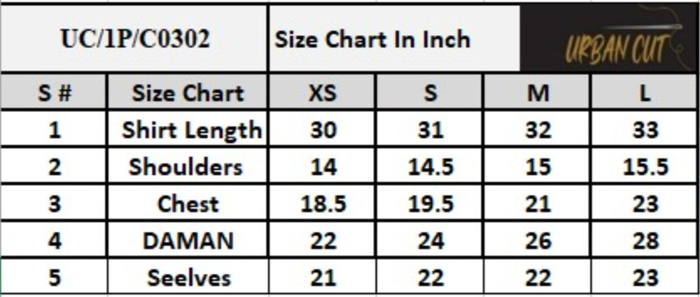 Product Size Chart