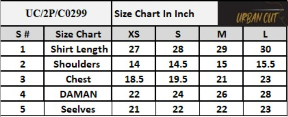 Product Size Chart