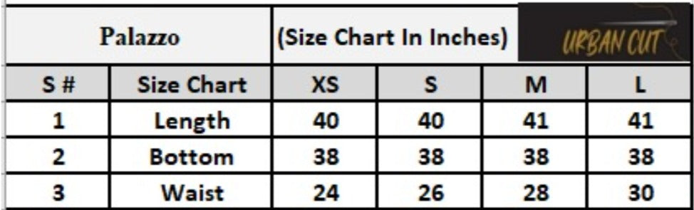 Product Size Chart