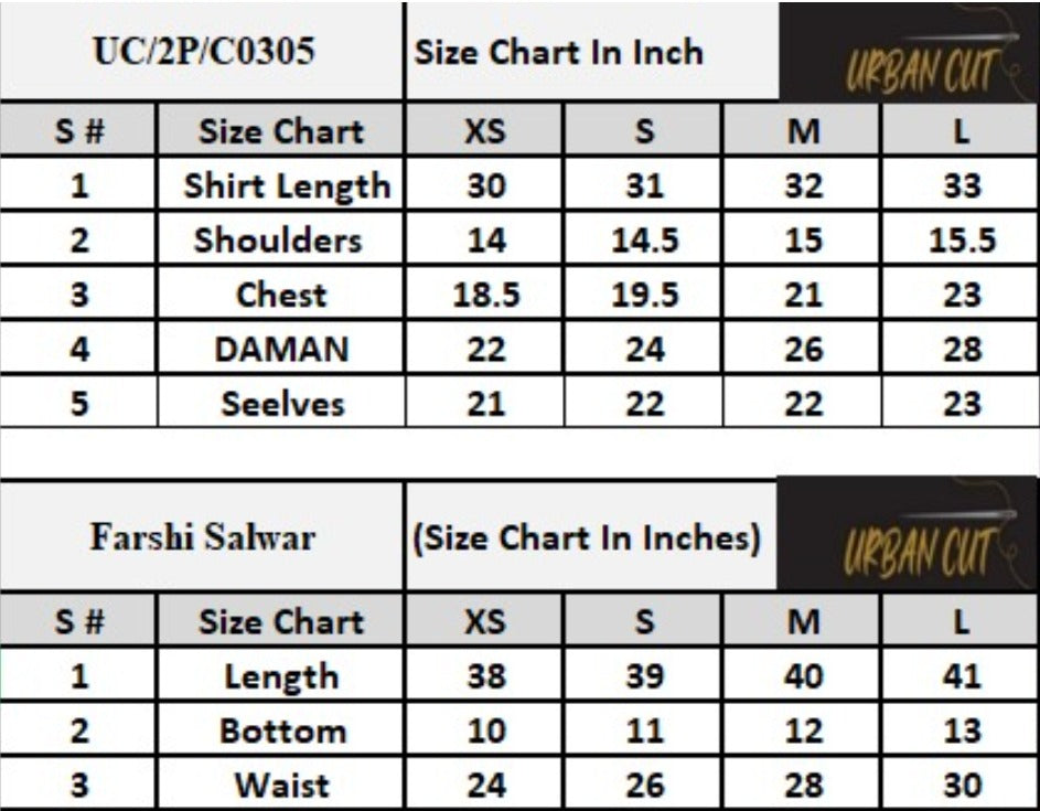Product Size Chart
