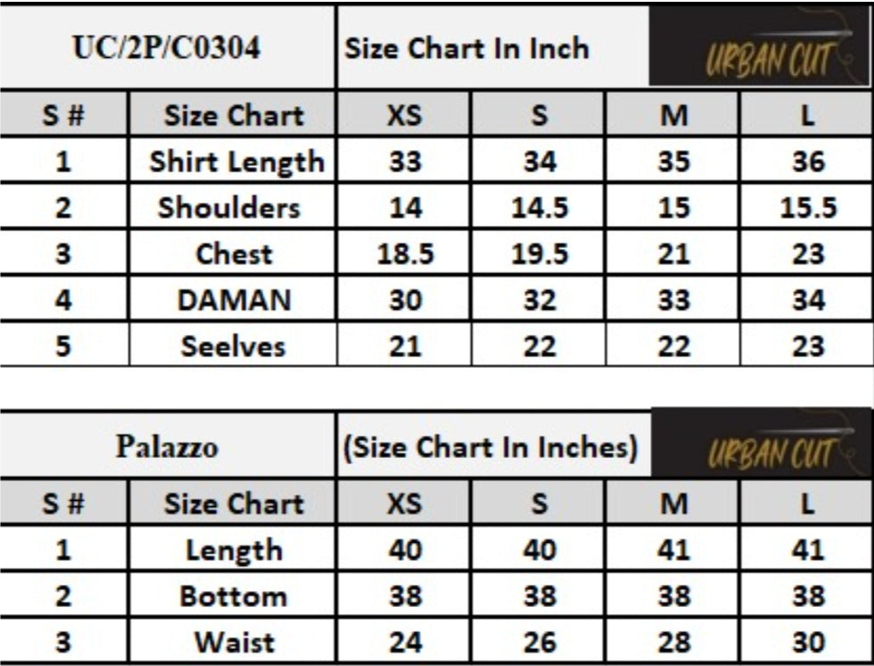 Product Size Chart