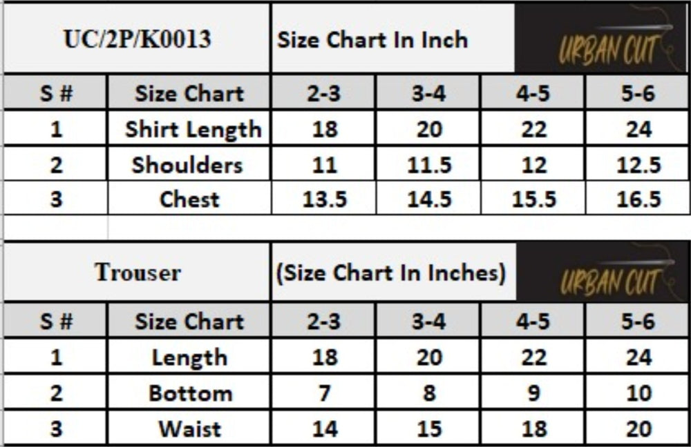 Product Size Chart