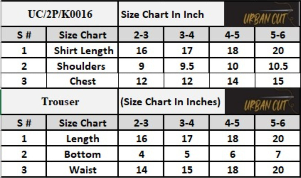 Product Size Chart