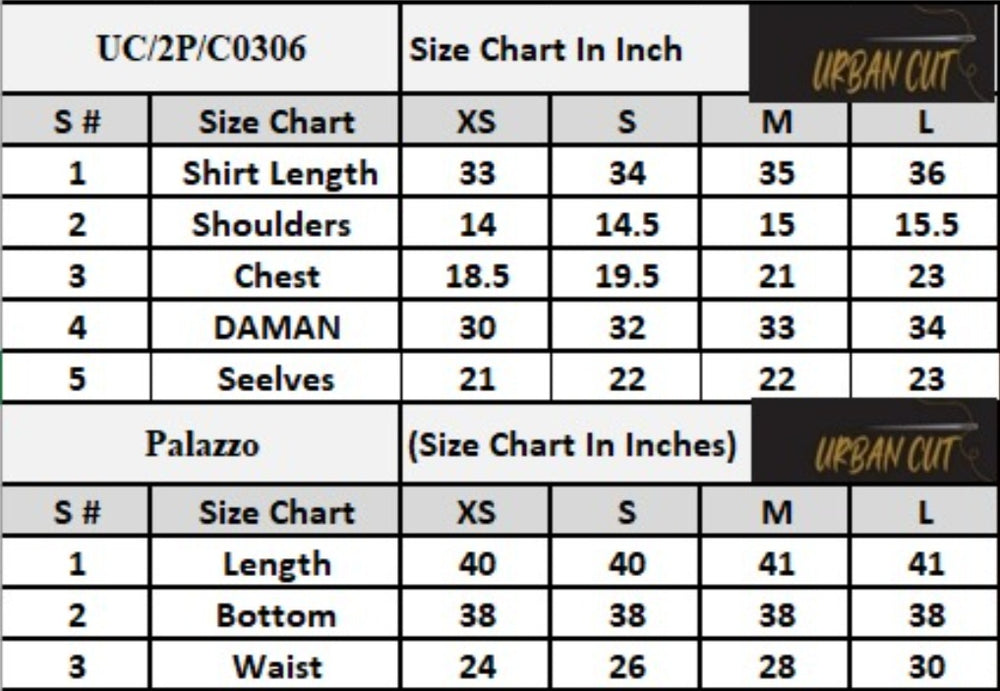 Product Size Chart