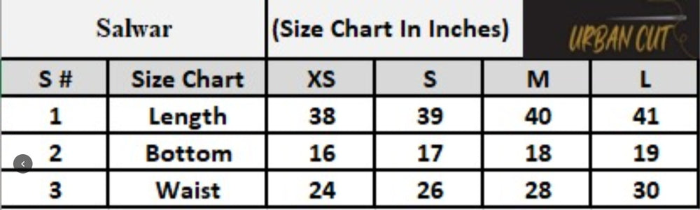 Product Size Chart