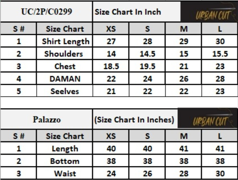 Product Size Chart