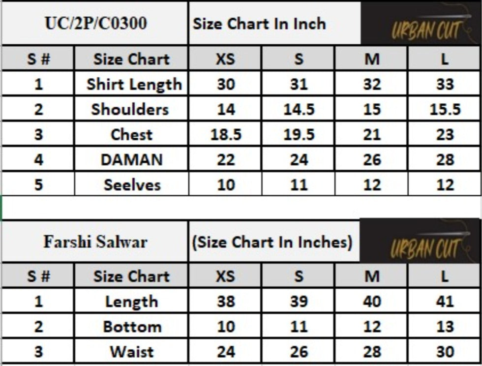 Product Size Chart