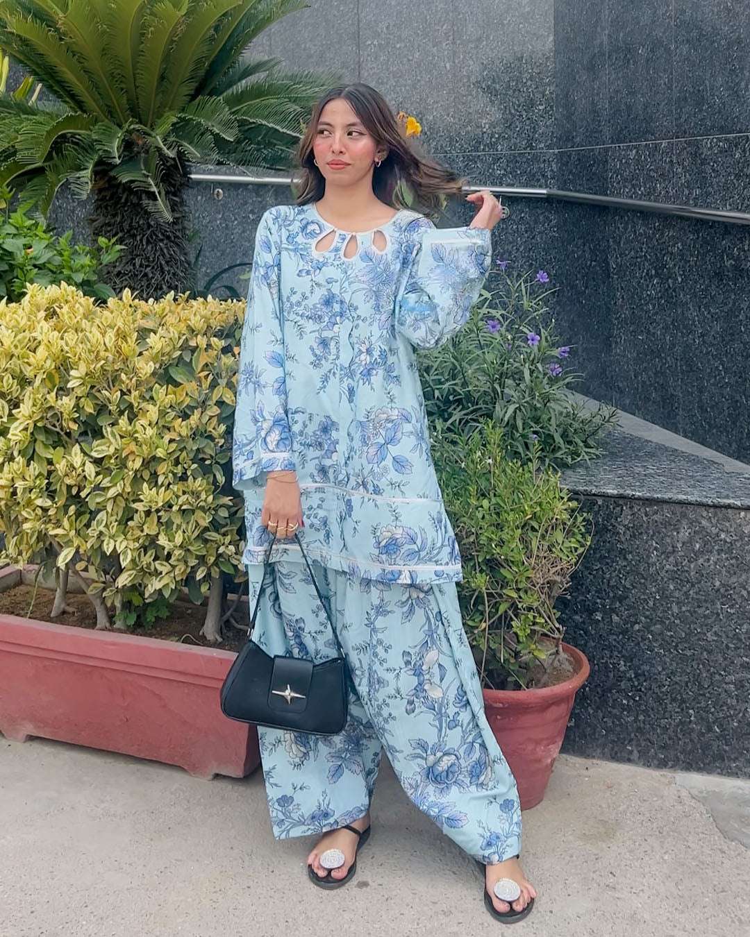 2 Piece Cotton Printed Co- Ord Set with Farshi Salwar