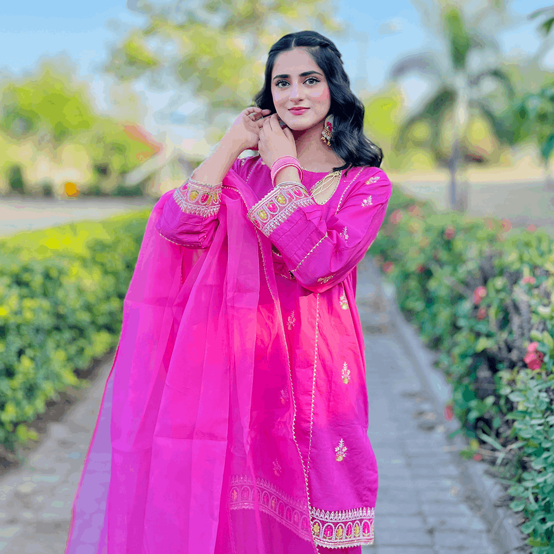 3 Piece Cotton Emroidered Set with  Salwar